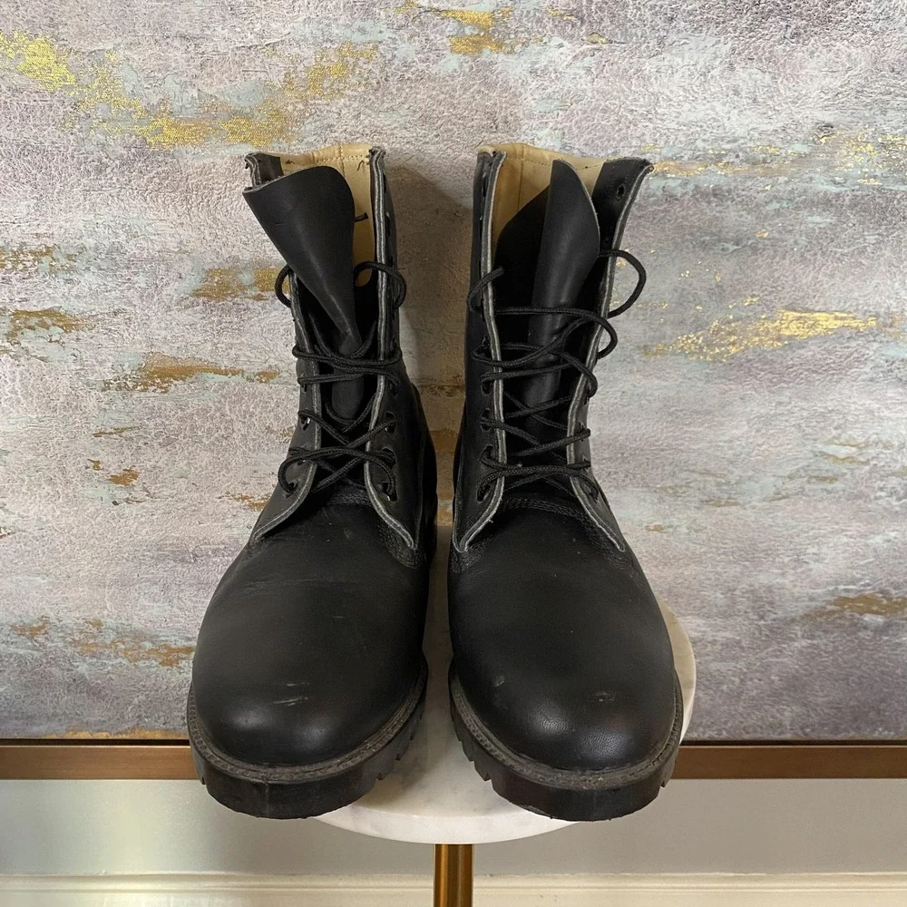 Vintage Hanover Boots Mens Size 9E Black Leather Waterproof Insulated Combat USA